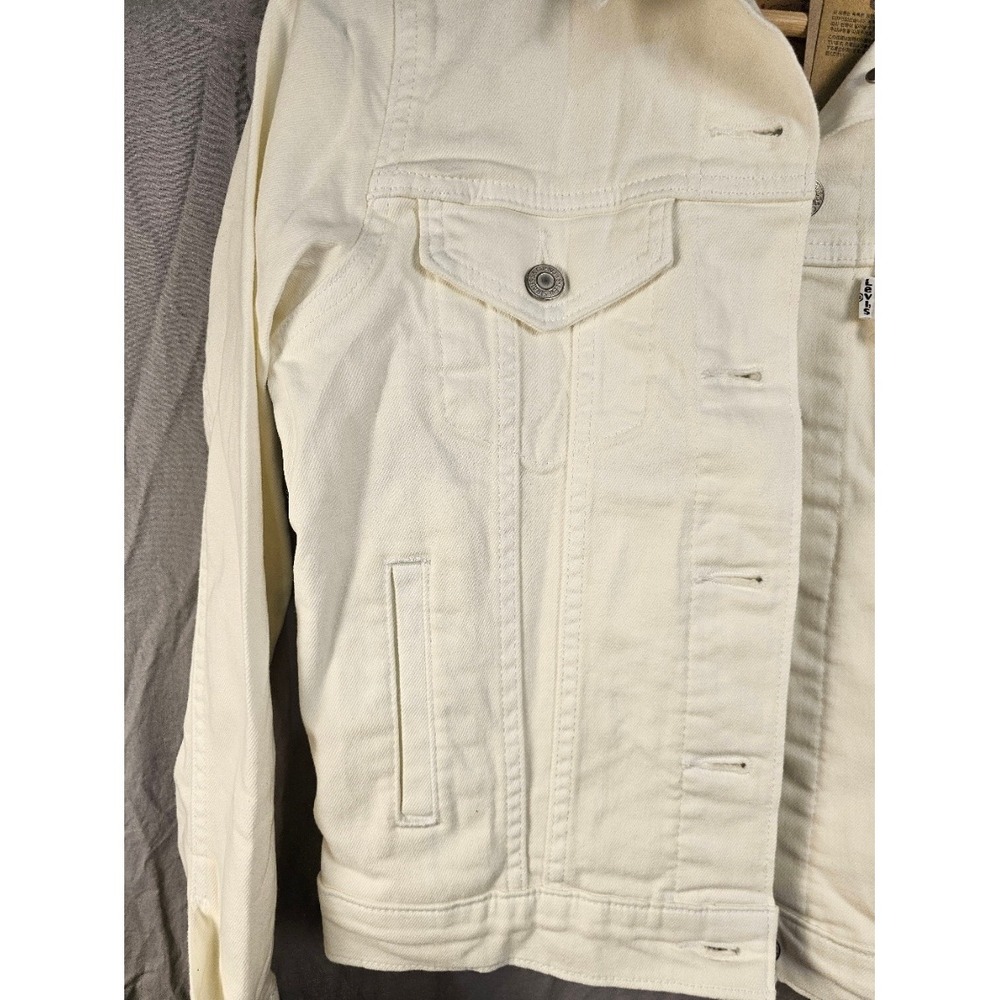 Levis Womens Original Trucker Jacket Cream White Denim Stretch 299450210 XS NEW - Picture 2 of 8